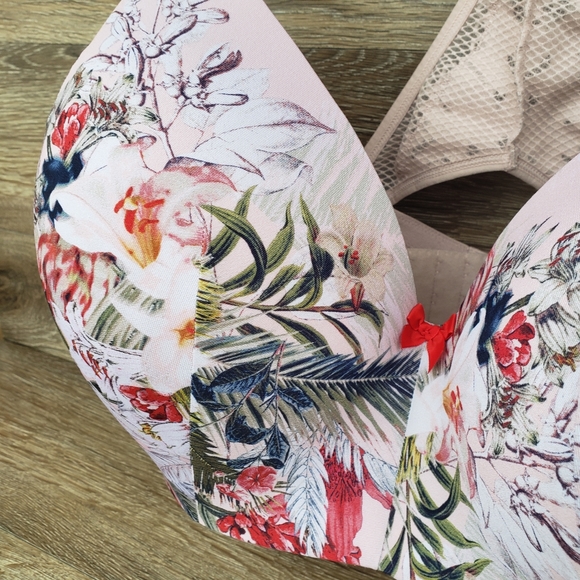 Floral Cacique 42 H Racerback Bra with Padded Under Support Plus Size - Picture 15 of 16